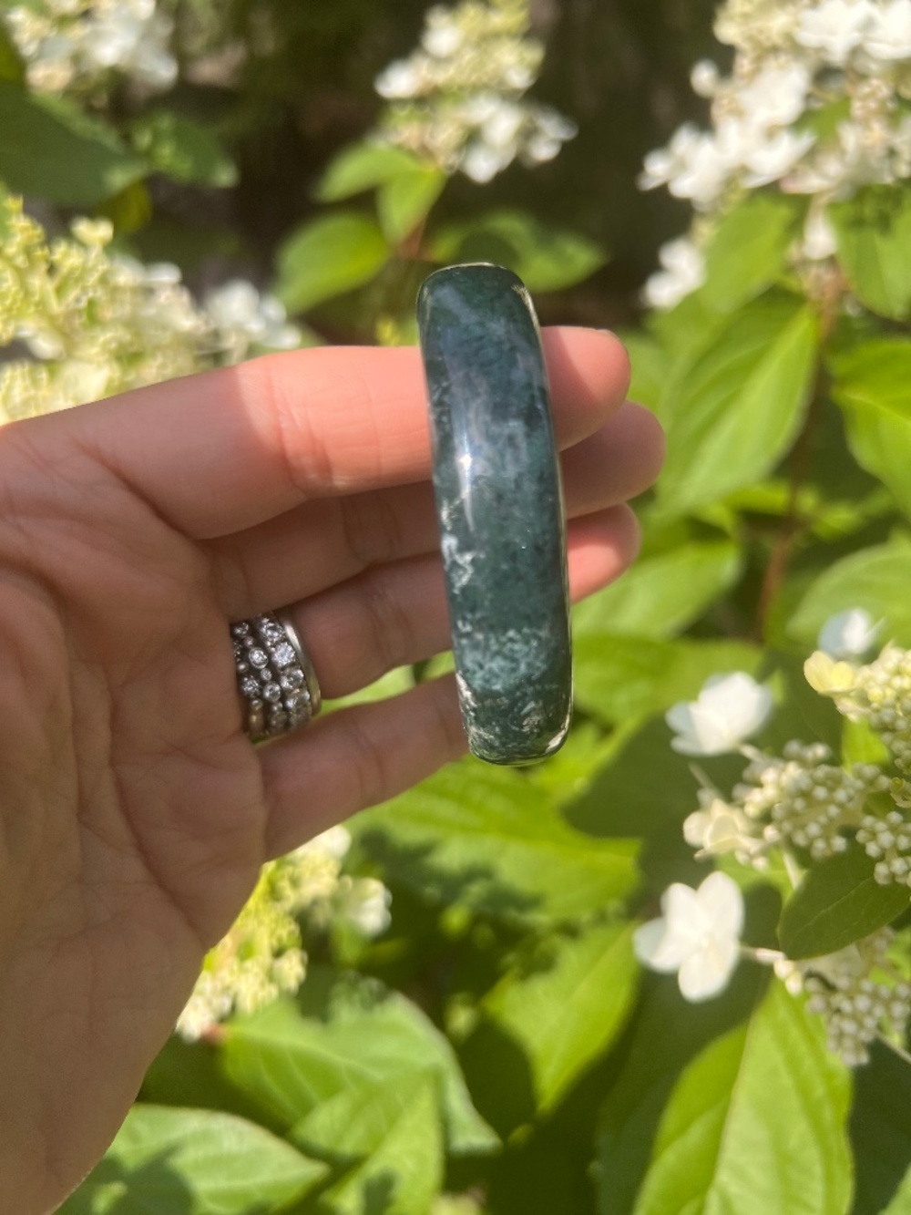 Moss (7) agate bangle | crystal